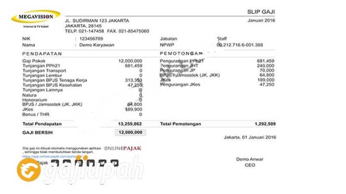 Gaji karyawan megavision semua jabatan terbaru