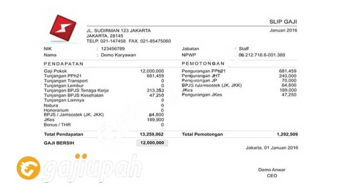 Gaji karyawan sicepat semua jabatan