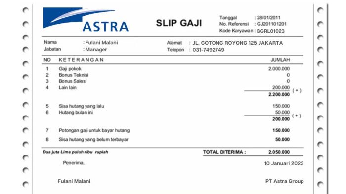 Gaji karyawan pt astra