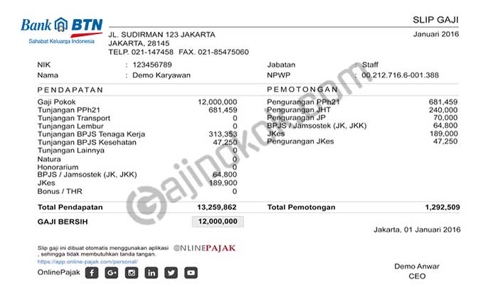 Gaji pegawai bank btn