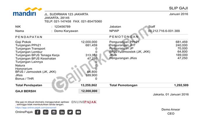 Gaji pegawai bank mandiri semua jabatan