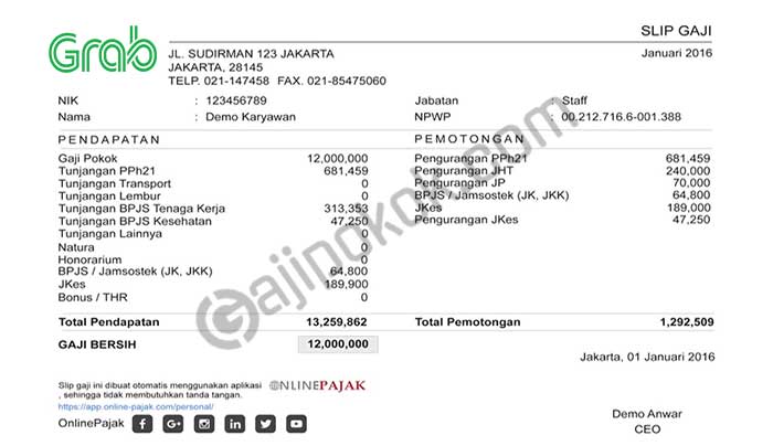 Gaji karyawan grab
